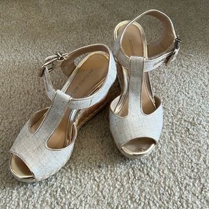 Antonio Melani cork and gold wedges size 6